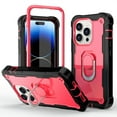 thumbnail image 1 of Compatible with iPhone 14 Pro Case 6.1 Inch 2022, Hybrid 2 in 1 Hard PC Soft TPU Heavy Duty Rugged Bumper Shockproof Full-Body Protective Cover with Finger Ring Kickstand,Black/Rose, 1 of 5