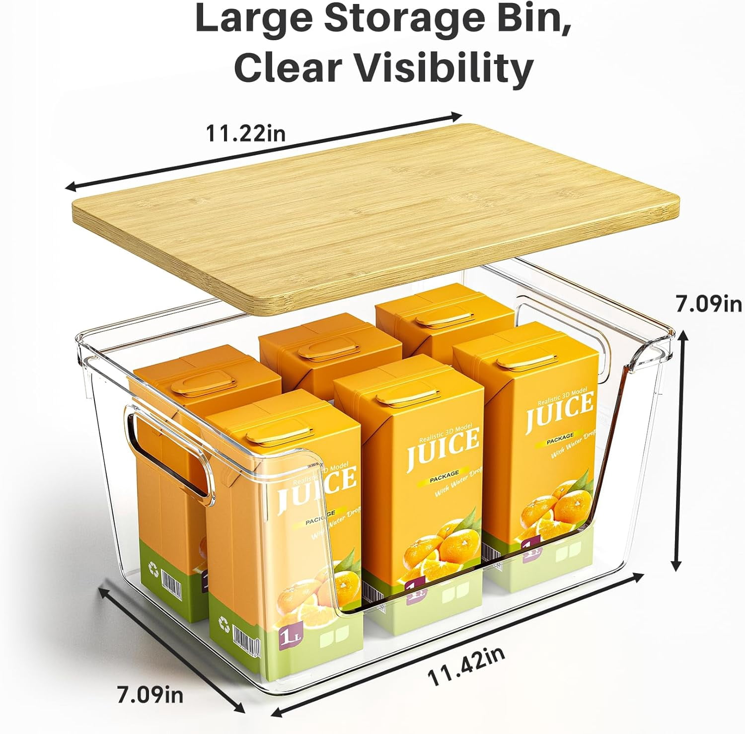 2-Pack Pantry Organizer and Stackable Storage Kitchen Baskets, Sturdy and Durable Storage Basket for Potato, Onion, Garlic, Fruit, Vegetable, Produce, Clear Plastic Storage with Lid and Handle