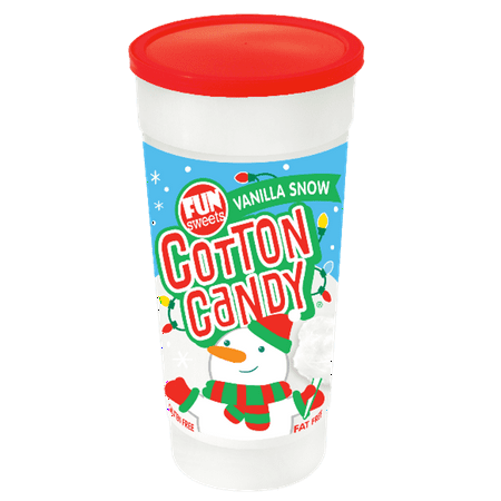 Fun Sweets Brand 6 Ounce Vanilla Snow Cotton Candy. Peanut Free & Gluten Free.