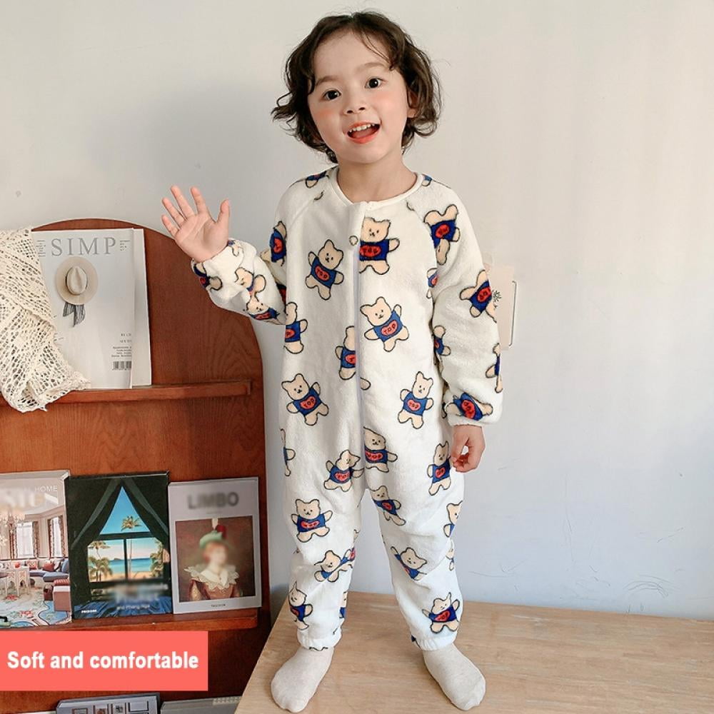 New All in one  Kids luxury Fleece Piece Pyjamas Jump Sleep Suit PJs Nightwear 