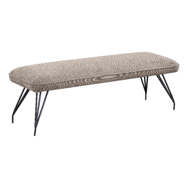 Donne Dining Bench- Taupe Brown and Foam Cushion- Metal Legs- 58 Inch