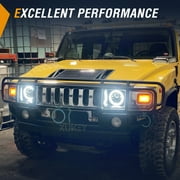 2X 7 INCH Round LED Headlights Halo Angle Eye For Jeep Wrangler JK LJ TJ CJ