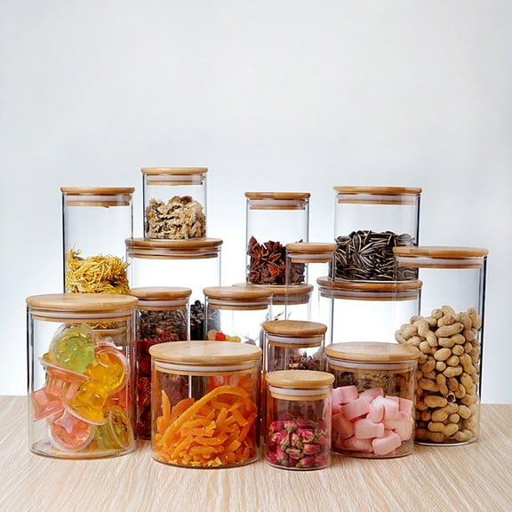 Niceauty Kitchen Glass Canisters Transparent 1Pcs