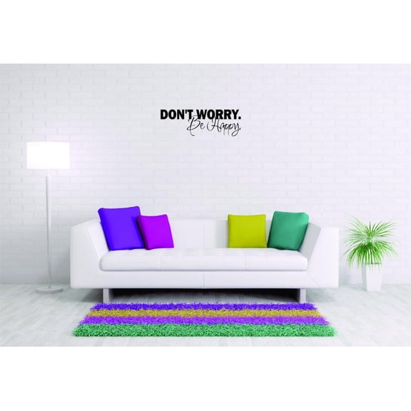 Custom Designs Dont Worry Be Happy Text Lettering Quote 8 X20"