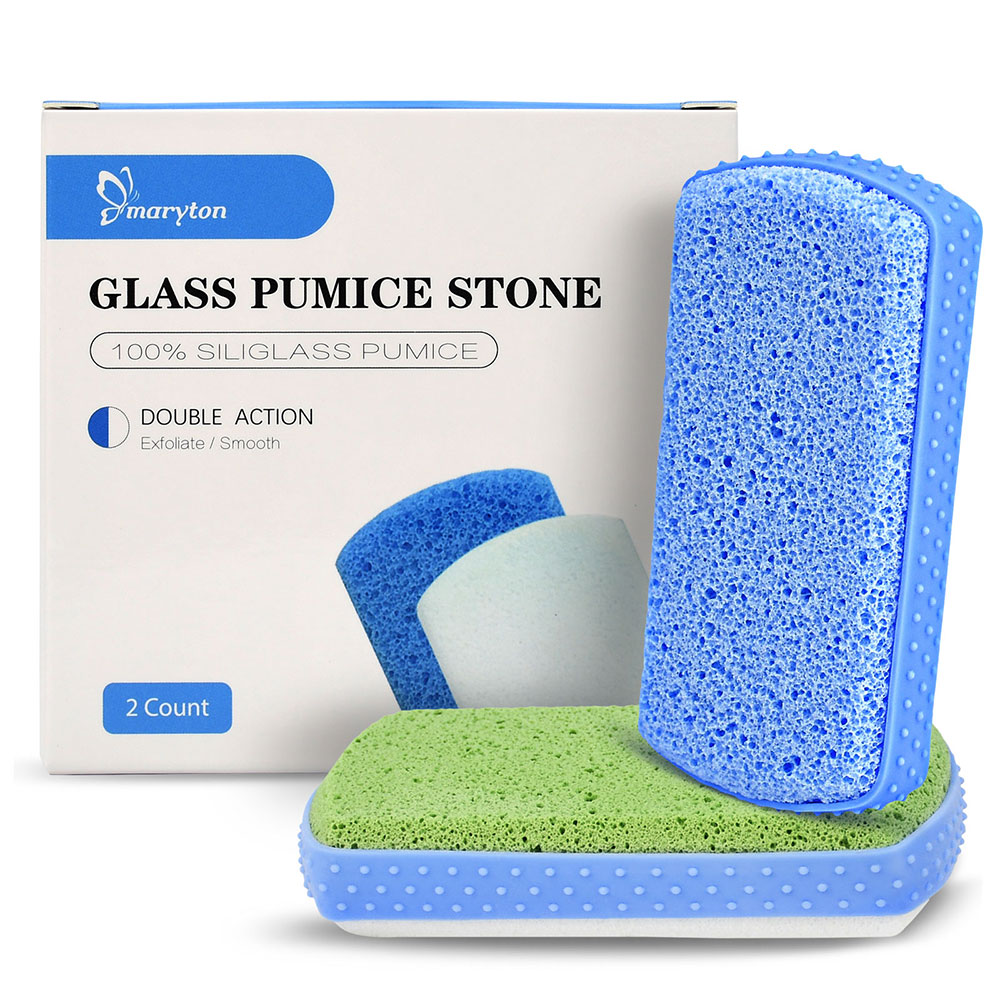 Maryton Glass Pumice Stone for Feet, Callus Remover and Foot scrubber & Pedicure Exfoliator Tool Pack of 2…