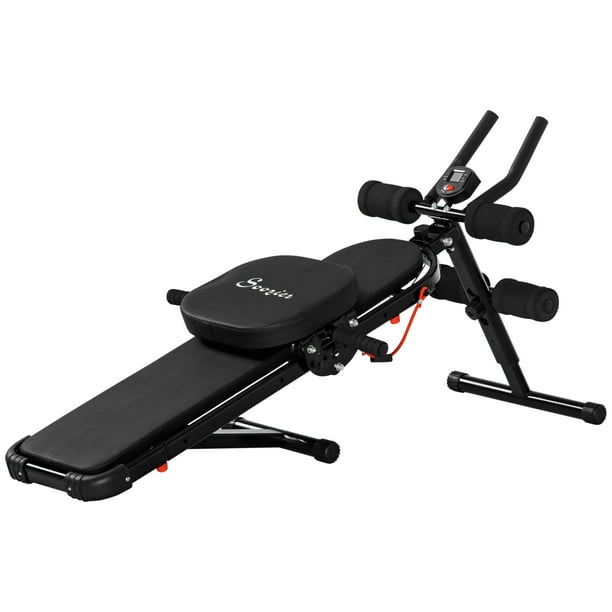 Soozier Multi-Workout Ab Machine, Foldable Ab Workout Equipment, Sit Up  Bench, Side Shaper, Abdominal Cruncher with Resistance Bands & LCD Display  for