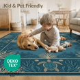 thumbnail image 4 of ODIKA 4'x6' Washable Area Rug Border Entry Themed Teal Beachy Bathroom Nautical Turtle Ocean Playful for Dorm Room, Small Living Stain Resistant Low Profile, Easy Care, 4 of 7