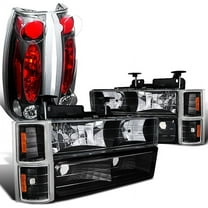 Spec-D Tuning Black Headlights   Bumper & Corner Lamps   LED Bumper Fog Light Compatible with Chevy C/K 1500/2500/3500 Left   Right Pair Headlamps Assembly