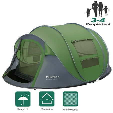 Tents 3-4 Person/People/Man Instant Pop Up Easy Quick Setup, Ventilated [Mesh Window] Waterproof 4 Season Big Family Privacy Dome Tent Shelter for Backpacking Picnic