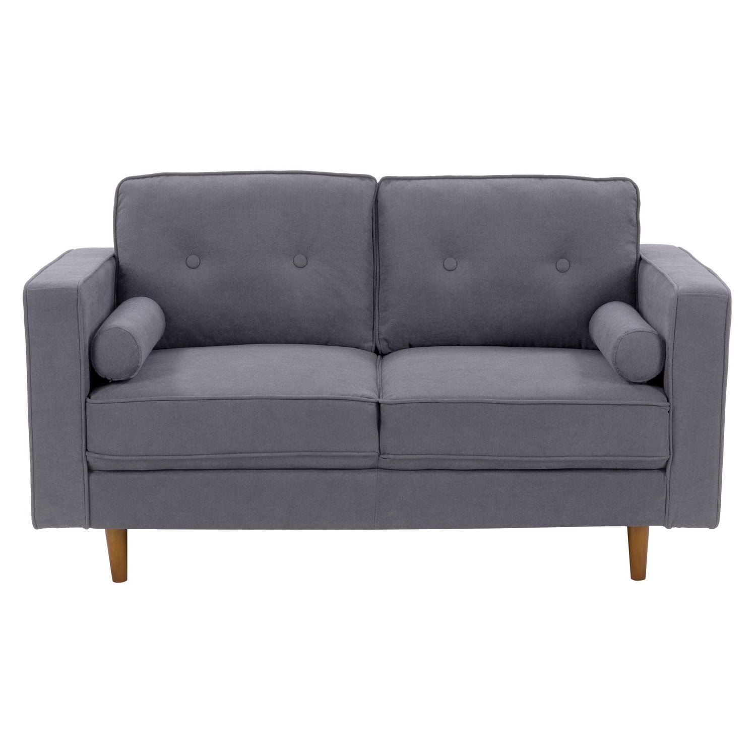 CorLiving Mulberry Fabric Upholstered Modern Indoor Loveseat with Tufted Back and Extra Bolster Cushions