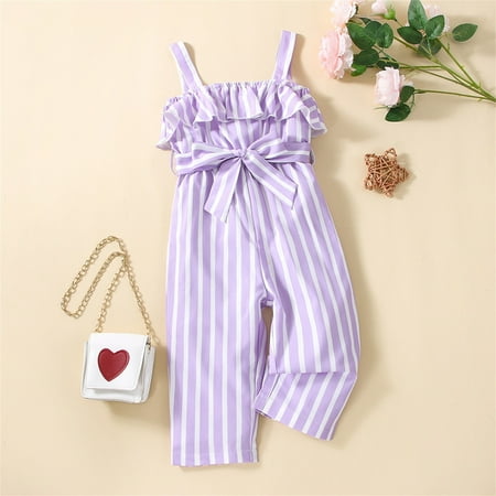 

NIUREDLTD Baby Girls Cotton Striped Autumn Ruffle Long Pants Belt Clothes