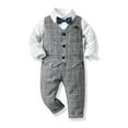 thumbnail image 2 of TAIAOJING Toddler Boys Gentleman Outfits Suits Long Sleeve T Shirt Tops Plaid Vest Coat Pants Child Kids Gentleman Outfits Fall Clothes 18-24 Months, 2 of 8