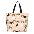 thumbnail image 1 of Balery Beagle Dog On Brown Bolsa Tote Estilo Estético con Cremalleras, Bolsa de Hombro, Bolsa de Compras Grande y Plegable, 1 of 7