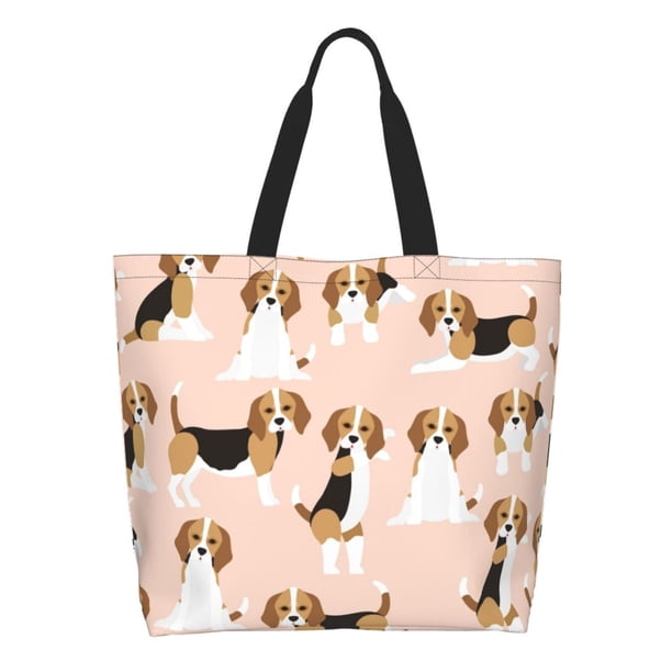 Balery Beagle Dog On Brown Bolsa Tote Estilo Estético con Cremalleras, Bolsa de Hombro, Bolsa de Compras Grande y Plegable