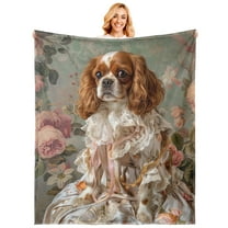 Cocker Spaniel Puppy Throw Blanket Gifts, Soft Cozy Flannel Blanket with Adorable Dog Print, Lightweight Warm Blanket for Couch Bed Sofa, Perfect for Dog Lovers and Pet Decor- 60" x 50"