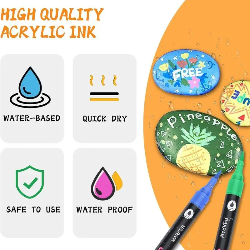 Unleash Your Inner Artist!  Dual Tip Acrylic Paint Pens (48/72/96 Color) for Rocks, Wood, Glass & More – Perfect for DIY Crafts, Custom Gifts & Colorful Holiday Creations