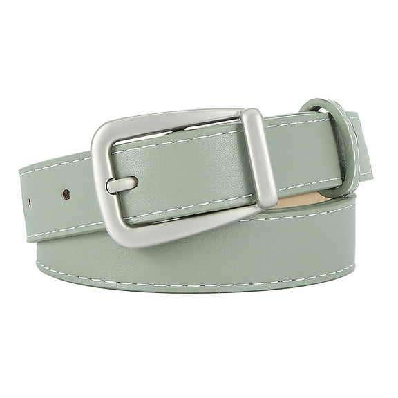 HuangHuanChen Women's Belt Plain Buckle Belt Solid Color Women Belt With Pin Buckle Adjustable Length Waistband for Jeans Pants Green