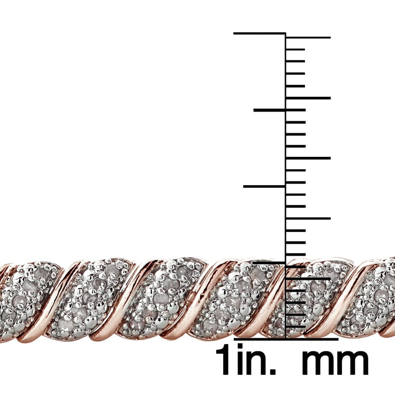 1.00ct TDW Natural Diamond Tennis Bracelet – Rose Gold Plated Brass, 7.5" Length