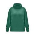 thumbnail image 4 of Scyoekwg Womens Sweaters Fall Ladies Sweaters Classic Solid Colors Elegant Knitted Jumper Sweater Casual Tunic Sweater Comfy Long Sleeve Turtleneck Sweaters Knitted Sweaters Pullover #A02-Green M, 4 of 9