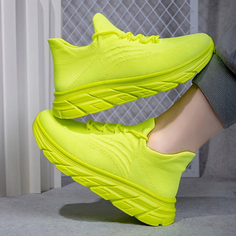 Men's Lightweight Breathable Running Shoes - Neon Yellow Low
