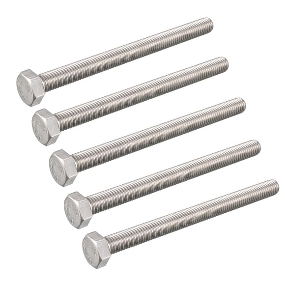 Unique Bargains M8 x 100mm A2 Stainless Steel Fully Threaded Hex Hexagon Head Screw Bolt 5 Pcs