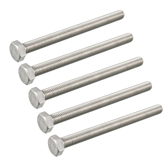 Uxcell M8x100mm A2 Stainless Steel Fully Threaded Hex Hexagon Head Screw Bolt 5 Pack