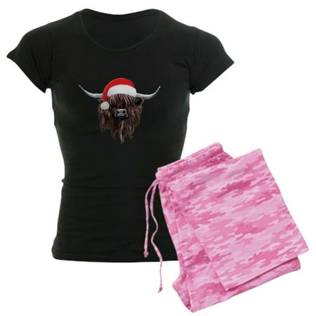 

CafePress - Highland Cow Santa Hat Xmas Pajamas - Women s Dark Pajamas