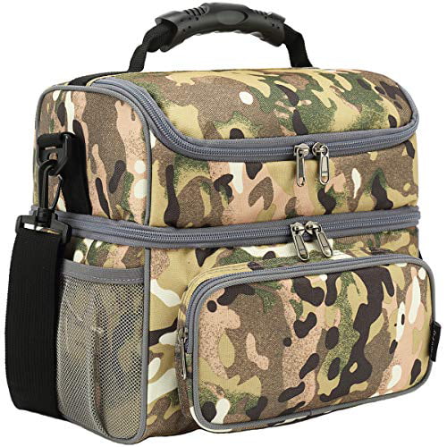 FlowFly Double Layer Cooler Insulated Lunch Bag Adult Lunch Box Large Tote Bag 