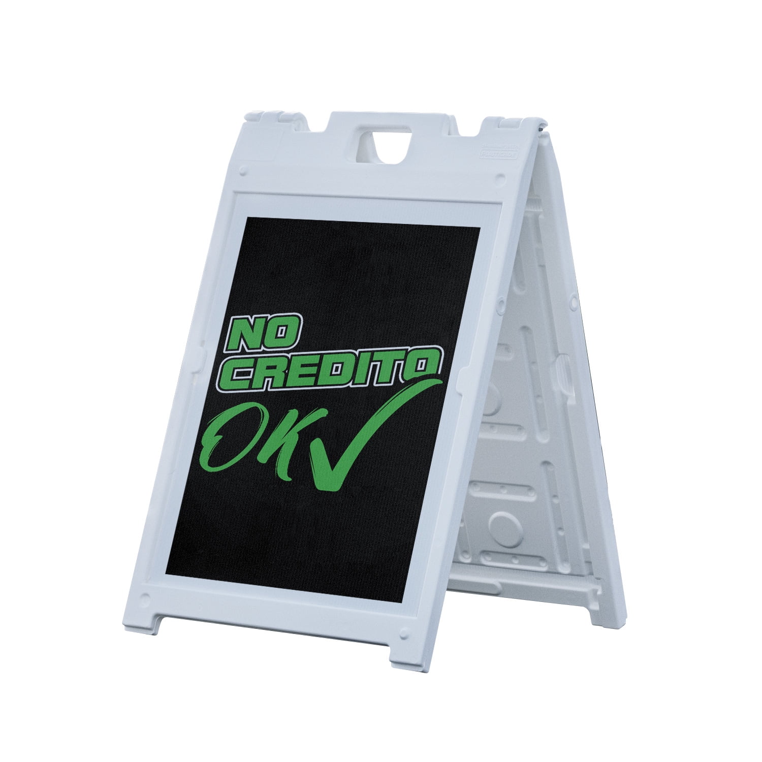 No Credito Ok 18 x 24 Double Sided A-Frame Sidewalk Sign Includes 2 Plastic Inserts Foldable Portable White Signicade Sandwich Board Spanish Financial Assistance Customer Promotions