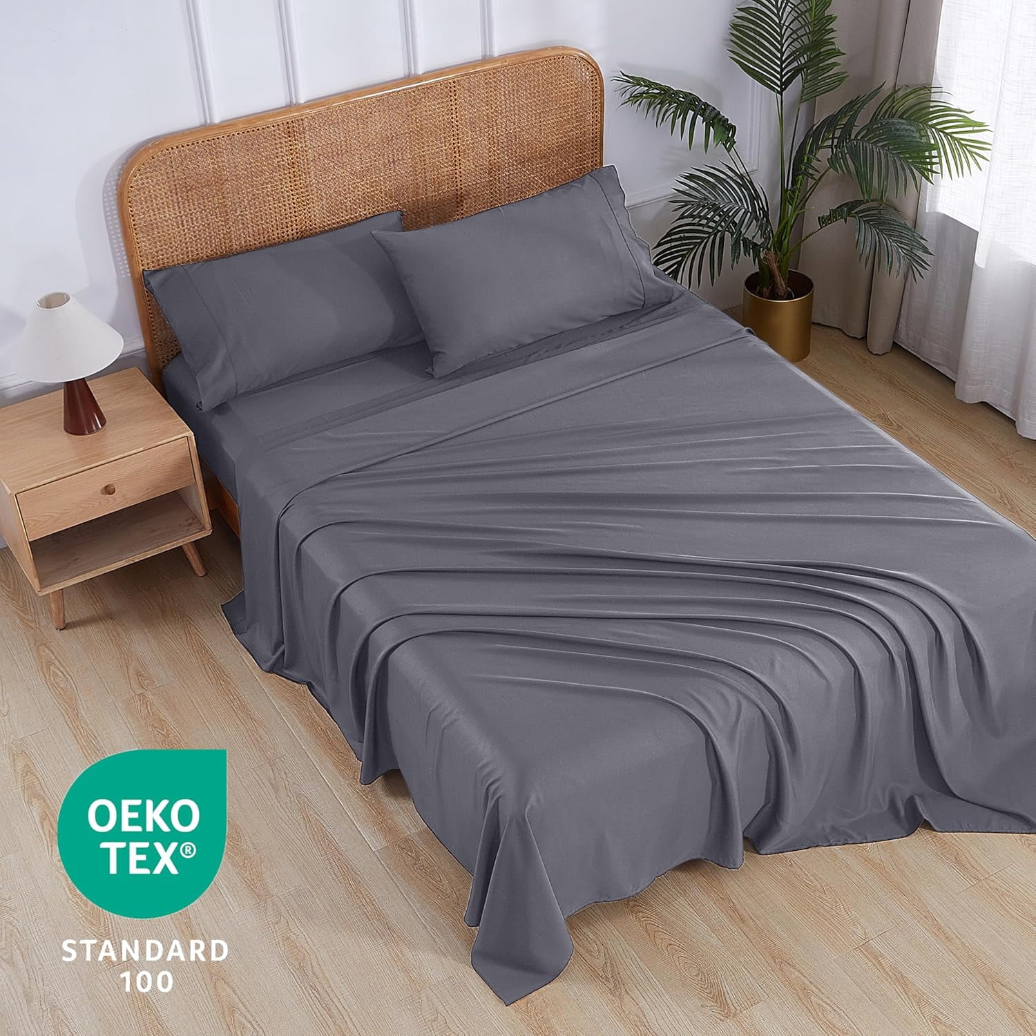 otnbgsr Bamboo Viscose Sheet Set Queen 2026 Upgrade 400 Thread Count Cooling Bed Sheets 16 Inch Deep Pocket Soft Breathable 4 Piece Set Navy Blue
