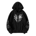 thumbnail image 2 of Lilgiuy Womens Heart Print Gothic Style Long Sleeve Hoodlies Zipper Thermal Hoodie With Cropped Zip Up Women Coat Fall Clothes for 2022 Spring Winter, 2 of 5