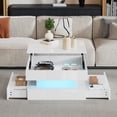 thumbnail image 1 of Noble House Lift-Top Coffee Table with LED Light & 2 Drawers,White, 1 of 8