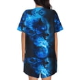 thumbnail image 4 of Womens Pajama Sets With Pocket, Blue Fire Cool Wolf Lounge Sets Short Sleeve Sleepwear PJ Sets for Women, 4 of 6