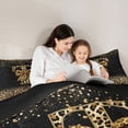 thumbnail image 4 of Erosebridal Chic Cheetah Print Bedding Comforter Set, Personalized Initial T King Bedding Sets, Black Brown, Black Reversible 7 Pieces, 4 of 6