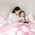thumbnail image 5 of Manfei Girly Bowknot 7-Piece Twin Bedding Sets For Girl,Letter Q Initial Lettering Bedding Comforter Set For Kids,Pink Reversible, 5 of 7
