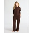 thumbnail image 4 of Joyspun Women's Fleece Long Sleeve Top and Straight Leg Pants Lounge Set, 2-Piece, Sizes XS-3X, 4 of 7