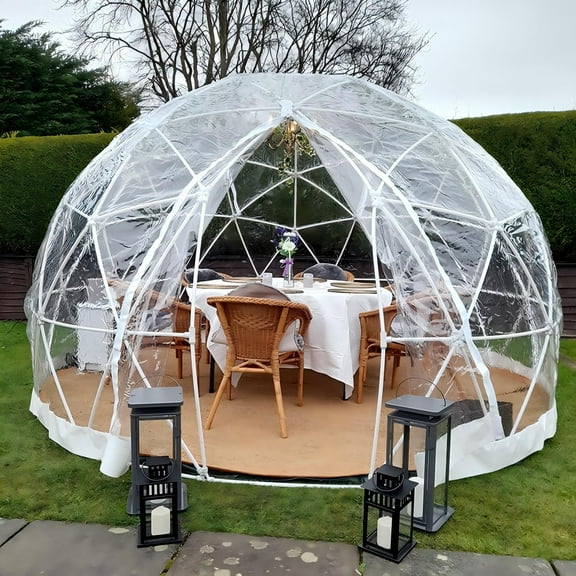 PPXIA Garden Dome Tent House Outdoor 12 FT, Dome Tents with PVC Cover and Garden Dome Mesh, Weatherproof Greenhouse Garden Tent, Transparent Garden Dome House for Backyard, Party