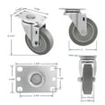 thumbnail image 3 of SY America 4" 4 Pack Plate Caster, Thermoplastic Light Heavy Duty Rubber Gray Swivel Caster, Top Plate Casters, 1440 lbs Total Capacity (4 inches Pack of 4, 4 Swivel 2 w/Brake), 3 of 9