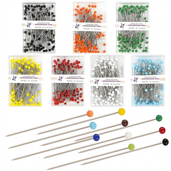 VANIDO 100Pcs Sewing Pins 45mm Pearl Ball Head Push Pins Straight Quilting Pins for Dressmaking Jewelry Decor DIY Sewing Tools