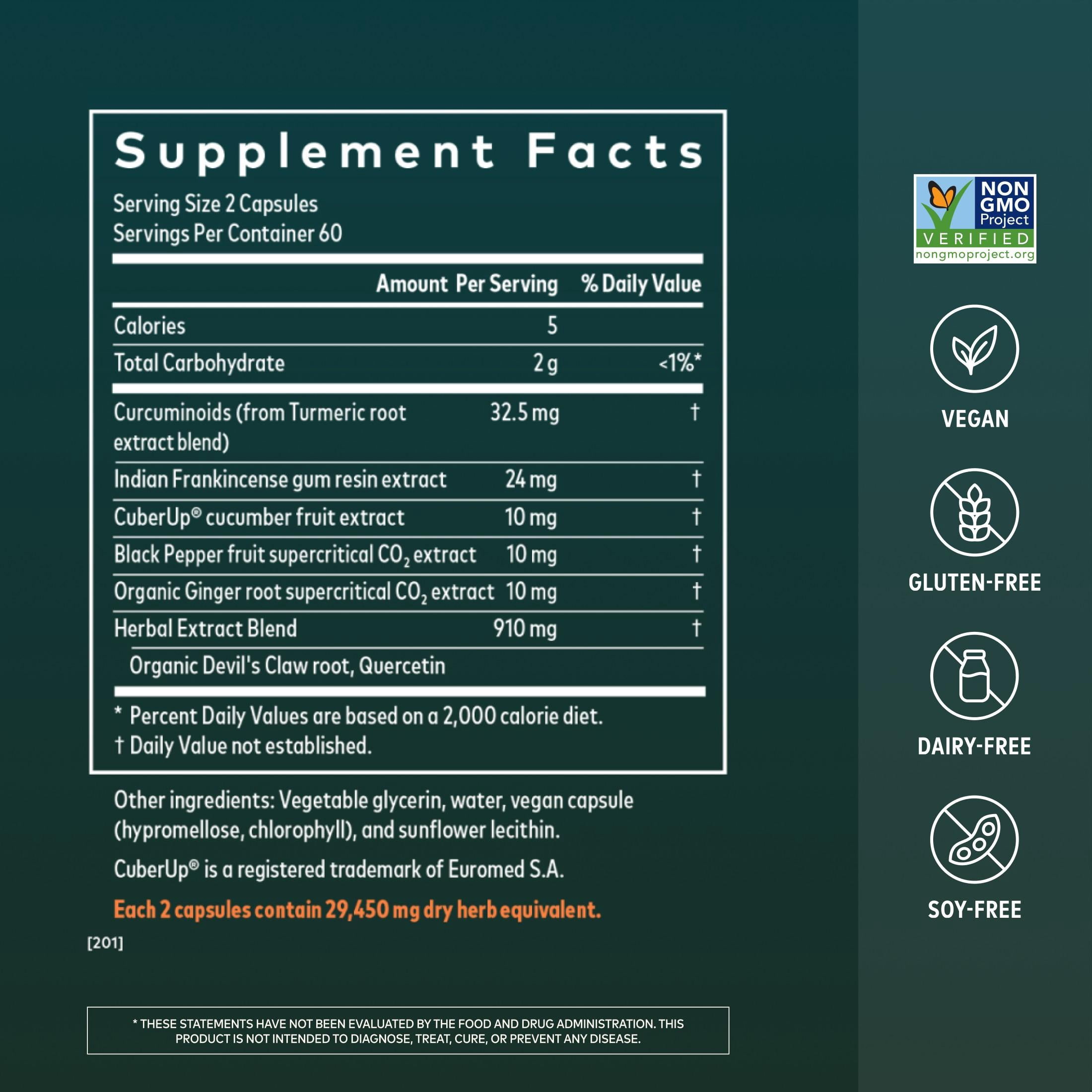Gaia Herbs Turmeric Supreme Joint Health - Joint Support Supplement with Cucumber, Quercetin, Black Pepper, Ginger Root, Curcuminoids & More* - 120 Liquid Phyto-Caps (60 Servings)