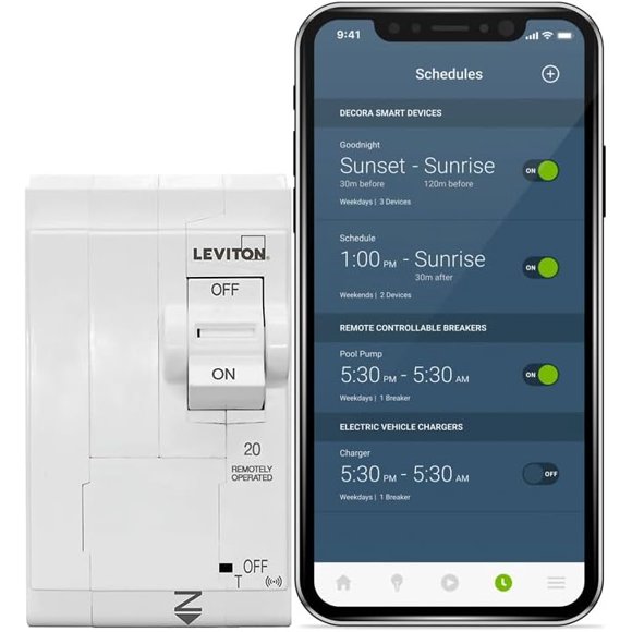 Leviton Smart Branch Circuit Breaker, 20 Amp, 2-Pole, 2nd Gen, LB220-ST, White