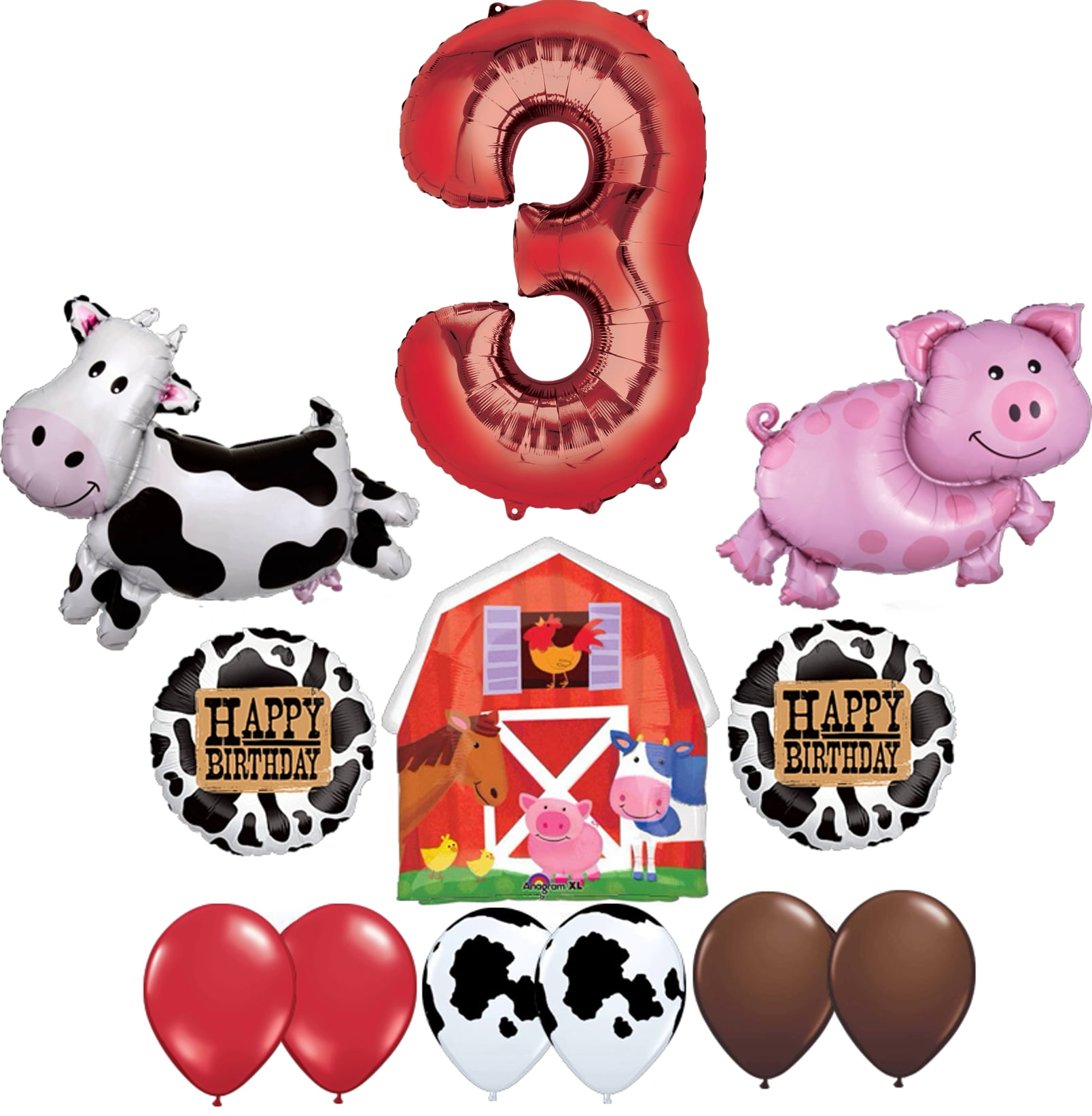 Happy Birthday Farm Animals Card with Balloons | Premium AI-generated