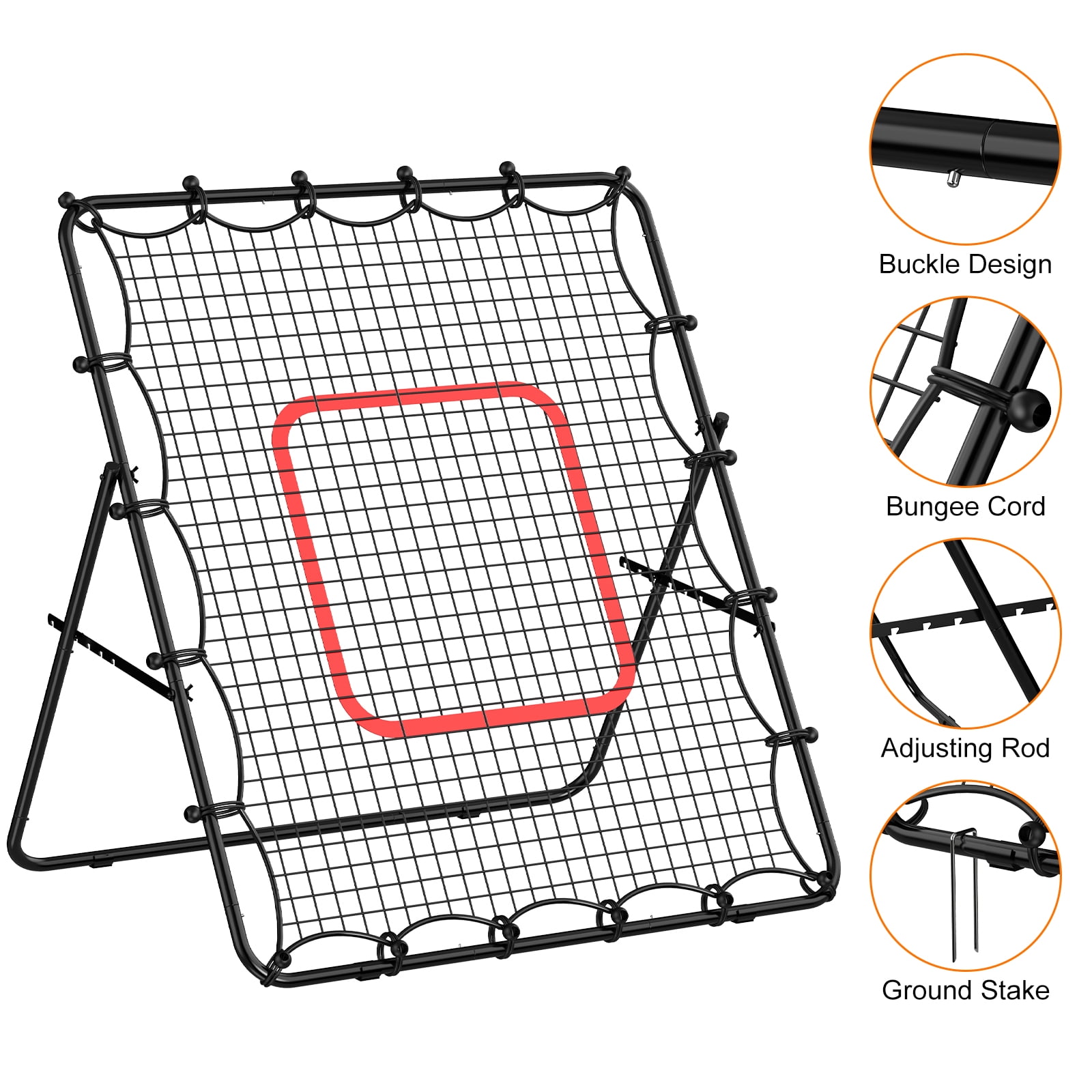 Baseball Rebounder Net – Adjustable Bounce Back Trainer for Soccer, Volleyball, Softball & Lacrosse, Portable Folding Rebounder for Passing & Shooting Practice
