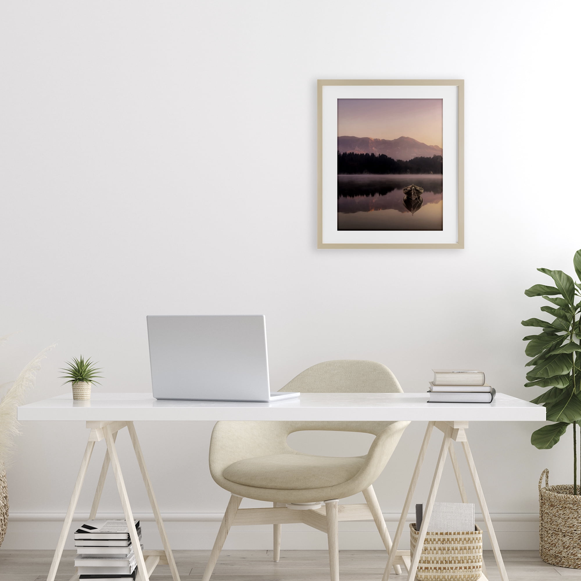 Stupell Industries Tranquil Lake Sunsets Birch Framed Print Under Glass, design by Marcus Prime