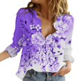 thumbnail image 2 of Purple Women Shirts, Womens V Neck Roll Up Sleeve Down Blouses Tops,Women Shirts XXL, 2 of 5