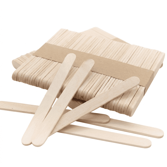 Ice Cream Sticks, 200pcs Natural Wood Craft Sticks Large Jumbo Wooden Treat Bars Smooth Flat Food Grade Birch Wood Slats For DIY Arts Handmade Projects Homemade Ice Pop School Activities 4.5 Inch