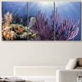 thumbnail image 2 of wall26 Canvas Print Wall Art Set Yellow Fish in Purple Coral Reef Marine Life Ocean Photography Modern Art Nautical Scenic Colorful Ultra for Living Room, Bedroom, Office - 16"x24"x3 Panels, 2 of 5