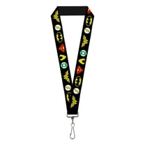 DC Comics Lanyard, Justice League 6 Superhero Logos Black, Elastic