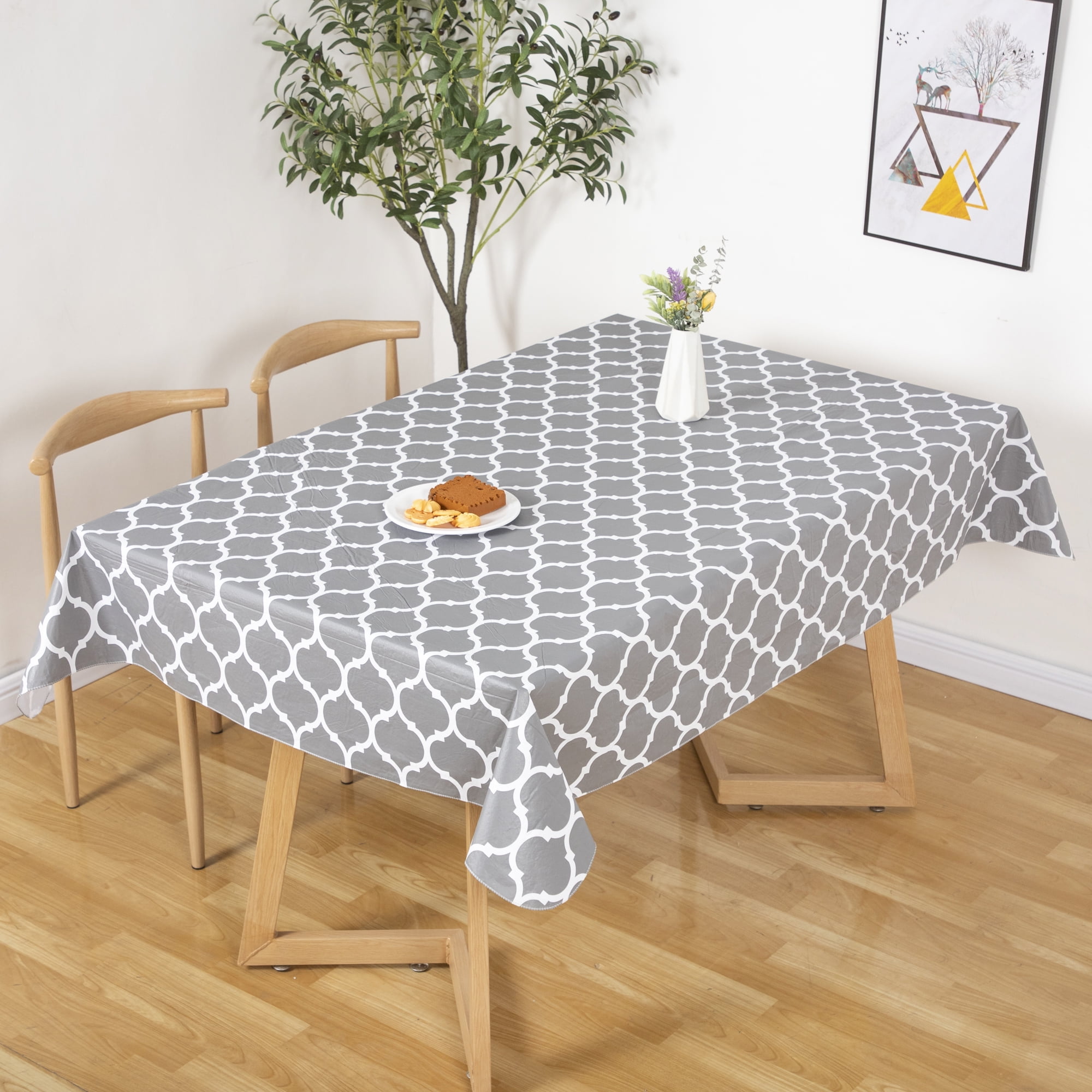 RAY STAR Christmas Rectangle Tablecloth 52x70 inch Waterproof Holiday Decoration Tablecloth Xmas Plastic SpillProof Table Cover
