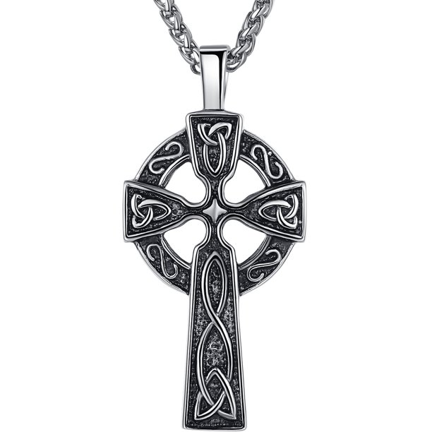 Arco Iris Jewelry Men's Stainless Steel Large Celtic Cross Pendant